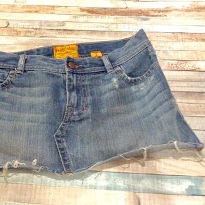 Hollister Denim Jean Mini Cutoff Skirt SZ 1